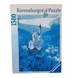 Ravensburger Vintage 1992 Neuschwanstein Castle Winter Scene 1500 Piece Puzzle